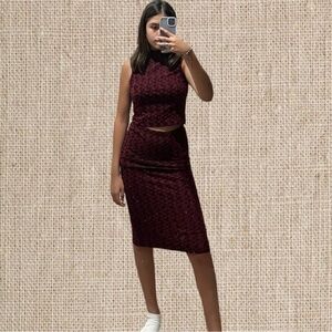 Two piece sweater midi skirt set​
